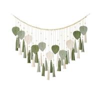 Tskcvy 1 Pièce Macramé Mur Suspendu Feuilles - Grand Chic Plume Boho Décor Mural Feuille Pompons Tapisserie Vert pour Maison Bureau