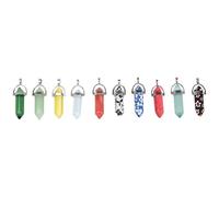 Tskcvy 10 PièCes SéRies Pendentif en Cristal de GuéRison Breloques Fabrication de Pierres PréCieuses Naturelles en Vrac AméThyste Obsidienne Quartz Rose Cornaline
