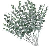 Tskcvy 20 PièCes SéRies Tiges D'Eucalyptus Artificielles Feuilles Faux Gris Vert Eucalyptus Branches de Plantes Faux Verdure Tiges pour Mariage