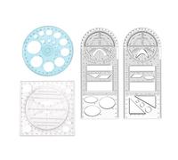 Tskcvy 4 PièCes RèGle GéOméTrique Multifonctionnelle Mesure RèGle de Dessin Outils MathéMatiques en Plastique pour Fournitures de Bureau D'éCole D'éTudiant