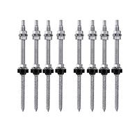 Tskcvy Boulons de Suspension en Argent Boulons de Suspension en Acier Inoxydable M10 X 200 Mm, Pré-Assemblés, V2A, Réglables en Hauteur, pour Toits de Solaire Photovoltaïque, Paquet de 8