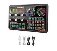 Tskcvy Carte D'Effets Sonores Live Sound Board Noir pour Microphone PC, Mélangeur Audio pour Karaoké, Jeux