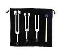 Tskcvy Ensemble de 3 Diapasons (128Hz, 256Hz, 512Hz) Kit de Diapason pour la GuéRison, le Chakra, la ThéRapie par le Son, la Fourche à Curseur Sonique (Argent)