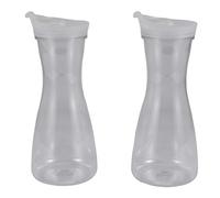 Tskcvy Lot de 2 Carafes à Eau en Plastique de 0,6 L avec Couvercles Blancs à Rabat - Pichets Incassables Recyclables et de Qualité Alimentaire - Pot à Jus