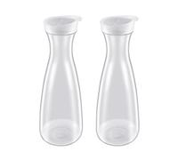 Tskcvy Lot de 2 Carafes à Eau en Plastique de 1,6 L avec Couvercles Blancs à Rabat - Pichets Incassables Recyclables et de Qualité Alimentaire - Pot à Jus