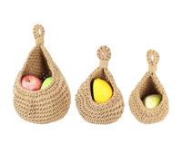 Tskcvy Panier à Suspendre Boho 3 PièCes, Corbeille à Fruits à Suspendre au Mur pour Le Stockage de Produits Frais, Garde-LéGumes pour Pomme de Terre, Oignon et Ail