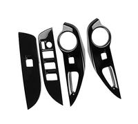 Tskcvy Voiture Noir Brillant FenêTre Verre Bouton de Levage Interrupteur Couvercle Garniture Porte Accoudoir Panneau pour 2021 2022 RHD