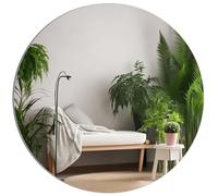 TSKDKIT Grand miroir mural rond autocollant HD - 50 cm - Miroir mural décoratif sans cadre - Pour toilettes d'invités, salle de bain, dressing, salon, etc
