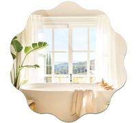 TSKDKIT Miroir mural 40 cm à coller sur le mur, autocollant sans cadre, miroir en verre HD, miroir ondulé pour salle de bain, couloir, chambre à coucher