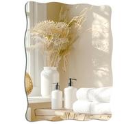 TSKDKIT Miroir mural 40 x 30 cm à coller sur le mur, autocollant sans cadre, verre HD, miroir ondulé pour salle de bain, couloir, chambre à coucher