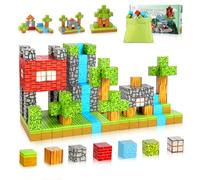 TSKER Bloc de Construction Magnétique - 100 Pièces Cube Magnétique, Bloc Magnetique Enfant Construisez Un Monde Fantastique - Série Forestière, Super Cadeau pour Les 3 Ans et Plus