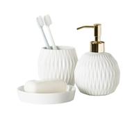 TSKIQQLQ Bathroom Sets Accessories Ceramic Includes Soap Lotion Dispenser Pump Dish Bath Coastal Decor(White,3 Pieces)