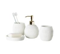 TSKIQQLQ Bathroom Sets Distributeur de Savon en céramique 350 ML (11,8 oz) avec Plat décoratif Moderne à Poser sur Le comptoir Coastal Decor(White,4)