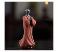 TSKIQQLQ Décoration d'étagère Statue de Moine bébé Bouddha Chinois méditation Sable Violet Petite Figurine Zen Décorations de Bureau pour Le Travail(Orange)