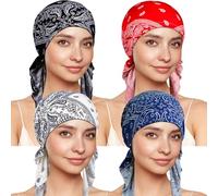 TSKNOMO Lot de 4 bandeaux chimio pré-noués pour femme, couvre-chef contre le cancer pour la perte de cheveux, Couleur 3., Taille unique