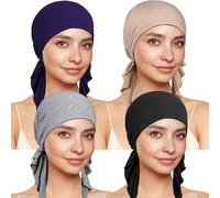TSKNOMO Lot de 4 bandeaux chimio pré-noués pour femme, couvre-chef contre le cancer pour la perte de cheveux, Couleur : 1., Taille unique