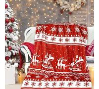 TSLBW 100 * 150cm Couverture Canapé de Noël pour Femmes, Hommes, Adultes, Adolescents, Filles, Garçons (Rouge-B)