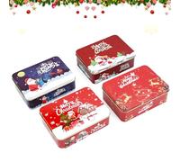 TSLBW 4 Pièces Boîtes à Biscuits de Noël Père Noël Elk Boîtes Vides avec Couvercles Bocal à Bonbons Conteneurs de Fabrication de Bougies pour DIY Bougies Thé Épices Cadeaux de Fête de Noël