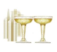 TSLBW Lot de 20 flûtes à champagne transparentes en plastique pailleté réutilisables pour fête, vin, cocktail, jardin, mariage, anniversaire de mariage