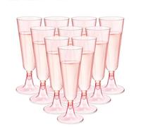TSLBW Lot de 20 flûtes à champagne transparentes en plastique pailleté réutilisables pour fête, vin, cocktail, jardin, mariage, anniversaire de mariage