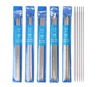 TSLRSA Aiguille a Tricoter,35pcs 20cm Court Aiguilles en Métal Droites,Aiguilles à Tricoter Acier Inoxydable Double Pointe,2,0mm à 5,0mm pour Chapeau Chaussette Projet De Tissage