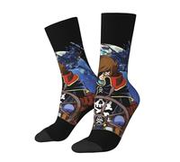 TSMARMFIS Space Al%bator Pirate Harlock Captain Chaussettes Mi-Mollet Bicolores - Chaussettes Homme Femme, Style Streetwear, Confortables et Élastiques, Accessoire Mode Casual, Cadeau Fans d’Anime