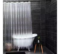 TSMMB Rideaux De Douche Plastique Transparent 180X200 Rideaux De Douche Anti Moisissure Matériau Eva Imperméable Motif Points Blancs avec Oeillets,Rideaux pour Salle De Bain,avec Crochets,A1
