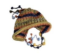 TSMORY Bonnet d'hiver péruvien pour couvrir les oreilles, le ski, la neige, chapeau de tête de mort en tricot pour femmes et filles, cadeaux, Vert, XS-XL