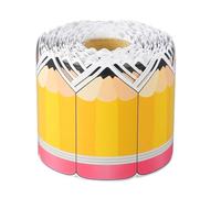 TSMORY Bordure à motif crayon pour tableau d'affichage, 18 m de long pour tableau d'affichage, tableau noir, décoration de salle de classe, autocollant double face dessin animé