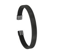 TSMORY Bracelet ouvert en acier inoxydable robuste avec design en maille unisexe en forme de C pour un usage quotidien, tenue décontractée, bracelet tendance unisexe en forme de C, taille unique