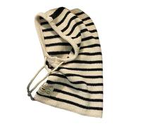 TSMORY Chapeau d'hiver chaud et décontracté à rayures - Unisexe - Pour activités de plein air, blanc, XS-XL