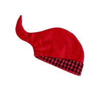 TSMORY Chapeau lutins joyeux avec vichy unisexe nain souple chapeau baggy chapeau casquette espiègle nain, Rouge/gris, XS-XL
