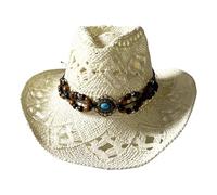 TSMORY Chapeau Panama élégant à large bord décoré pour femme - Chapeau de plage britannique - Chapeau de paille tricoté pour femme, Lait blanc, XS-XL