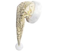 TSMORY Chapeaux de Noël élégants en forme de branche dorée avec bordure en peluche, bonnet de Père Noël chaud unisexe pour réunions de famille, fêtes de fin d'année, chapeaux de Noël élégants en forme