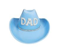 TSMORY Chapeaux occidentaux élégants avec perles brodées pour papa/maman pour un événement familial en plein air et une douche, Chapeau DAD bleu, XS-XL