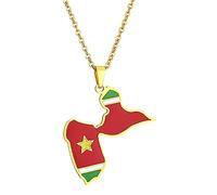 TSMORY Collier avec pendentif drapeau de la France et de la Guadeloupe en acier inoxydable - Bijou tendance pour homme et femme, 50cm pendant 3.5*2.4cm, Acier inoxydable