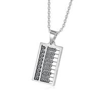 TSMORY Collier avec pendentif en forme de boulier en acier inoxydable avec chaîne réglable pour les amateurs de mode et les amateurs de mathématiques, 3.35*1.9, Acier titane