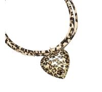 TSMORY Collier avec pendentif en forme de cœur exagéré pour femme - Double couche - Avec cordon imprimé léopard vintage - Accessoire élégant, As shown in the figure, Matériaux mélangés