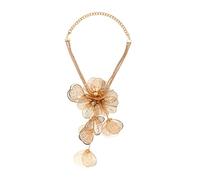 TSMORY Collier de luxe long en métal avec fleur pour femme - Bijoux de personnalité multicouches en métal 3D - Chaîne clavicule, As shown in the figure, Métal, strass
