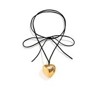 TSMORY Collier punk tendance avec pendentif en forme de cœur pour femme - Réglable - Chaîne en corde cirée - Ornement de bijoux de fête, As shown in the figure, Métal