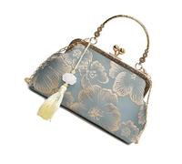 TSMORY Élégant sac de soirée chinois inspiré de Cheongsam Sac à bandoulière pour fête de mariage Sac à main pour femme, bleu, As shown in the figure