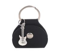 TSMORY Étui pour médiator de guitare en cuir PU - Étui pour médiators de guitare, Sac à médiator noir argenté, 5.5*7*0.8cm