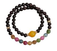 TSMORY Grenat naturel fabriqué à la main - Double boucle confortable - Ajustement lisse - Grenat naturel - Double boucle pour des atmosphères positives - Accessoire de mode - Bracelet empilable