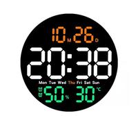 TSMORY Horloge murale numérique à grand écran avec télécommande de 25,4 cm avec alarmes, minuteur, date, semaine, température, humidité