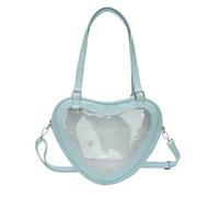 TSMORY Itabag Sac à bandoulière en forme de cœur avec fenêtre transparente pour écolière japonaise, bleu clair, As shown in the figure