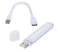 TSMORY Lampe USB réglable avec 8 LED lumineuses et tube d'extension flexible pour camping, pêche, extérieur, dortoirs, lampe USB portable