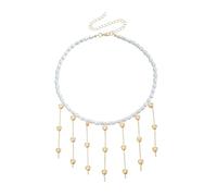 TSMORY Long collier de perles style baroques tendance pour femme, design élégant et vintage pour les occasions formelles, As shown in the figure, Perle d'imitation, alliage