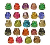 TSMORY Lot de 24 pochettes à bijoux en brocart de soie avec cordons de serrage brodés