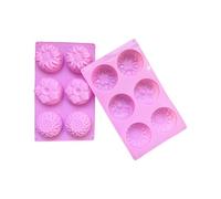 TSMORY Lot de 6 moules de cuisson en silicone anti-adhésif en forme de fleur pour gâteaux, cupcakes, desserts, savons, biscuits, chocolats