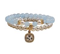 TSMORY Perles résistantes aux allergies, structure double couche, légère et confortable, pour une utilisation toute la journée, accessoire de perles de verre, chaîne de main, taille unique, Comme